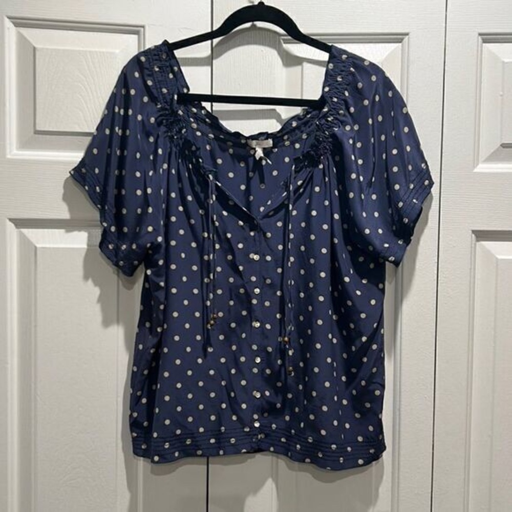 Navy Polka Dot Women's Top